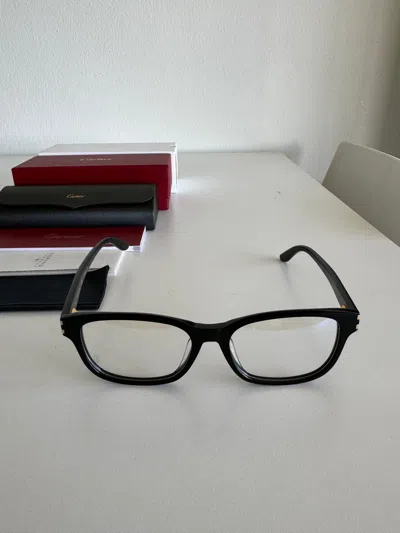 Pre-owned Cartier Eyewear Optical Eyeglasses Glasses Frame Ct0133oa 001 Black