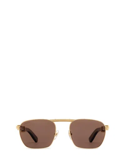 Cartier Eyewear Pilot-frame Sunglasses In 001 Gold Burgundy Brown