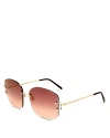 Cartier Signature C 60mm Square Sunglasses In Orange Gradient