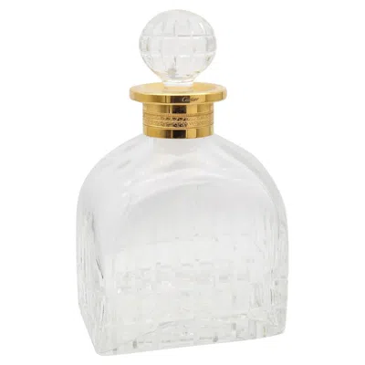 Pre-owned Cartier France 1980 Hand-cut Crystal Liquor Bottle With Gilt Gold Collar In Gray