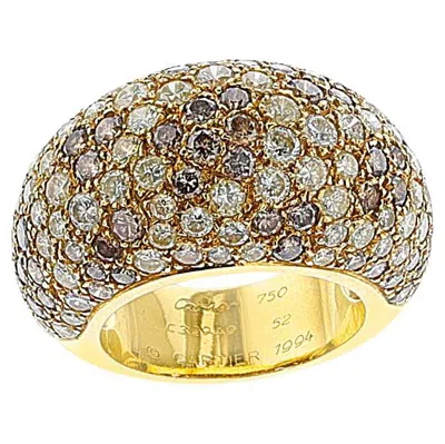 Pre-owned Cartier France Diamond And Colored Diamond Bombe Ring, 18k In Multi