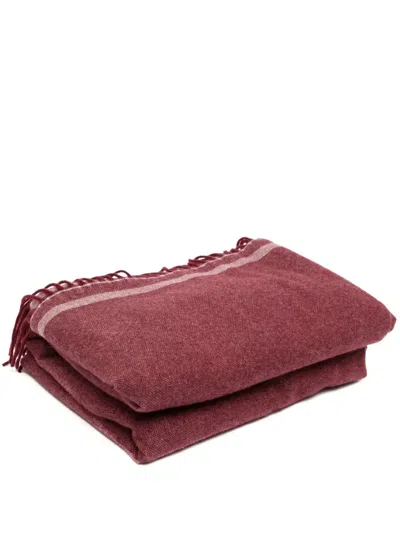 Pre-owned Cartier Fringed Cashmere Scarf In Red