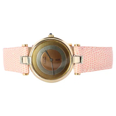 Pre-owned Cartier Genuine  Watch. Must De  Vendome Round Argent Vermeil White Face