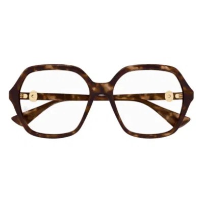 Cartier Geometric Frame Glasses In Brown