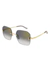 Cartier Geometric-frame Rimless Sunglasses In Gold