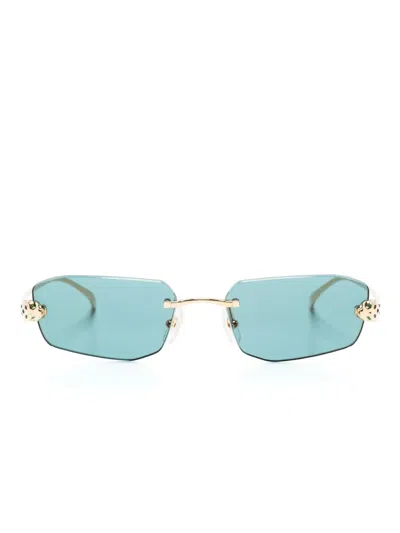Cartier Geometric-frame Sunglasses In Gold