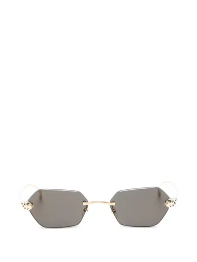 Cartier Geometric-frame Sunglasses In Gold
