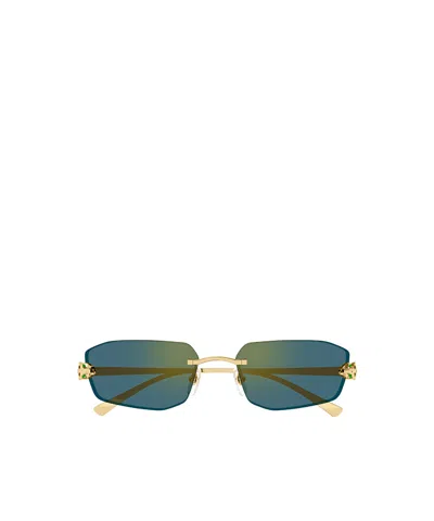 Cartier Geometric Frame Sunglasses In Blue