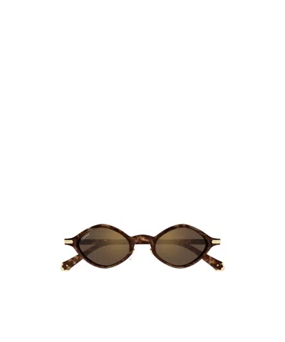 Cartier Geometric Frame Sunglasses In Brown