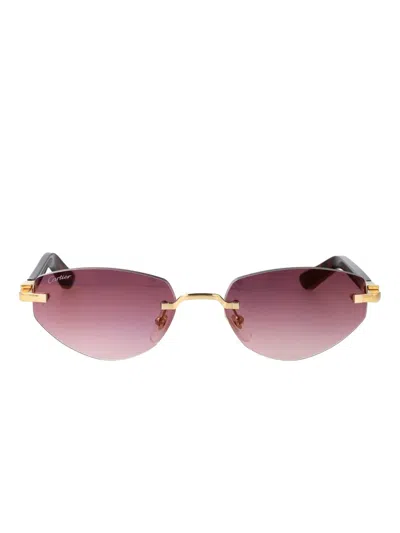 Cartier Geometric-frame Sunglasses In Orange