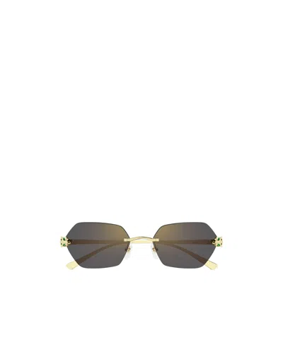 Cartier Geometric Frame Sunglasses In Brown