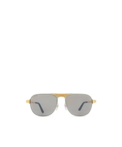 Cartier Geometric Frame Sunglasses In Gray
