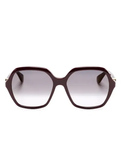 Cartier Geometric-frame Sunglasses In Red