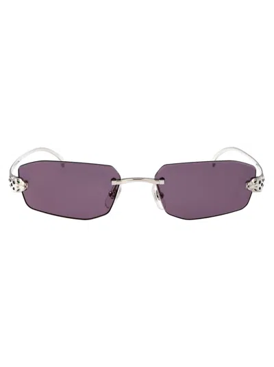 Cartier Geometric Frame Sunglasses In Silver