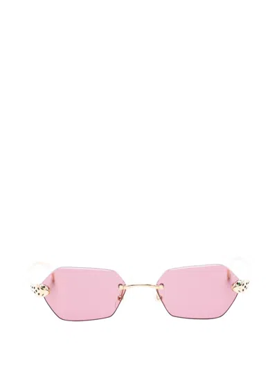 Cartier Geometric Rimless Sunglasses In Pink