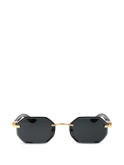 Cartier Geometric Rimless Sunglasses In Gray