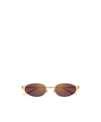 Cartier Geometric Sunglasses In Brown