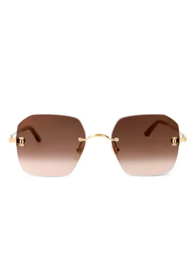 Cartier Geometric Sunglasses In Gold