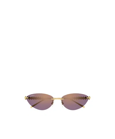 Cartier Geometric Sunglasses In Gold