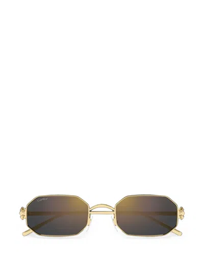 Cartier Geometric-frame Stud-embellished Sunglasses In Gold