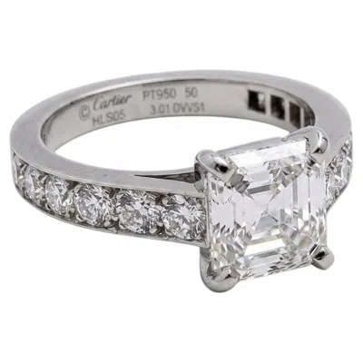 Pre-owned Cartier Gia Certified 3 Carat Asscher Cut Diamond 1895 Solitaire Ring In Multiple