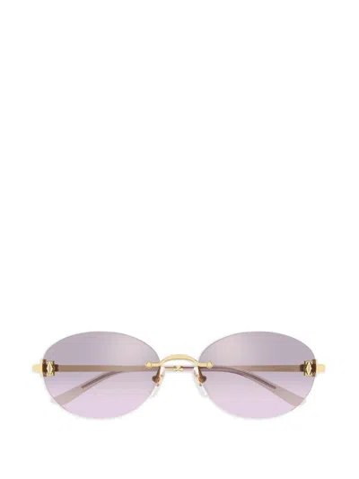 Cartier Oval Rimless Sunglasses In Gold