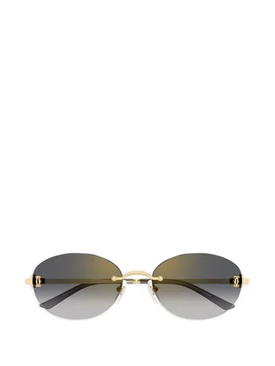 Cartier 椭圆形无框太阳眼镜 In Gold