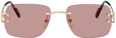 Cartier Gold 40th Anniversary Sunglasses In Gold-gold-red