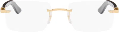 Cartier Gold & Black Elongated 'c De ' Glasses In Yellow