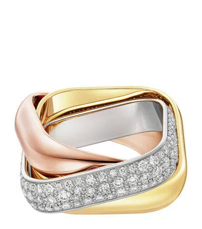 Cartier Gold And Diamond Trinity Ring In Metallic