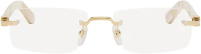 Cartier Gold & Off-white Signature C Rimless Glasses In Purple