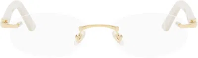 Cartier Gold & White Elongated 'c De ' Glasses