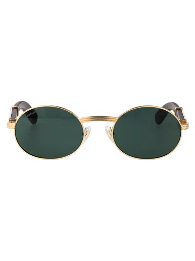 Cartier Gold-brown-green Metal Sunglasses