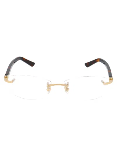 Cartier Gold Brown Transparent Metal Glasses