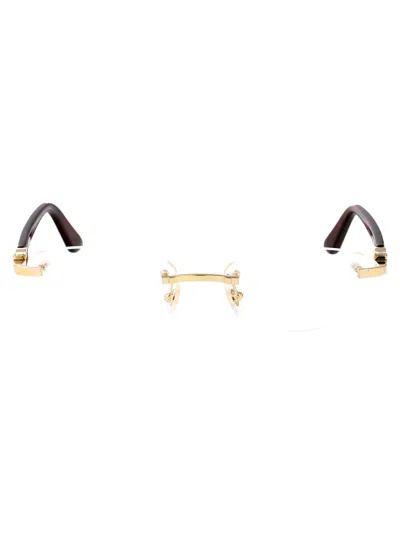 Cartier Gold Burgundy Transparent Metal Glasses
