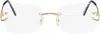 Cartier Gold C De  Square Rimless Glasses In White