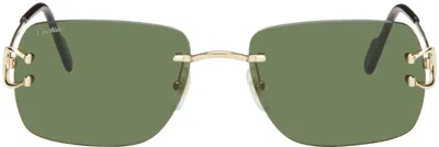 Cartier Gold 'c De ' Sunglasses In Gold-gold-green