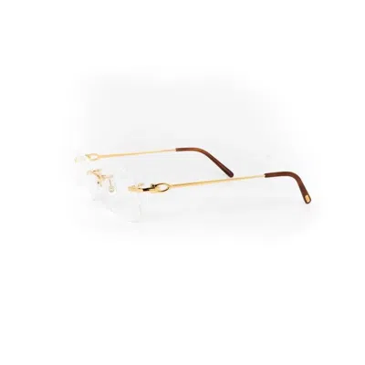 Pre-owned Cartier Gold C Decor Rimless Wire Frames