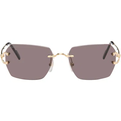 Cartier Gold Classic C Motif Sunglasses In 001-gold-gold-grey