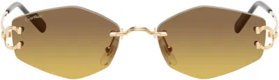Cartier Gold Classic C Motif Sunglasses In White