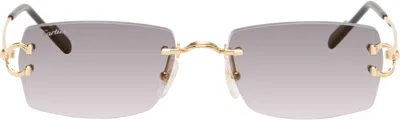 Cartier Gold Classic C Motif Sunglasses In Gray