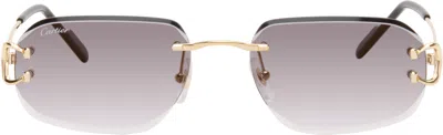 Cartier Gold Classic C Motif Sunglasses In Brown