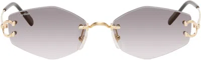 Cartier Gold Classic C Motif Sunglasses In Brown