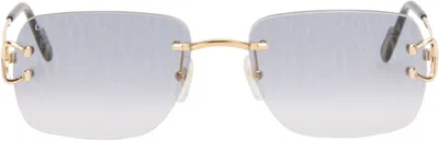 Cartier Gold Classic C Motif Sunglasses In Blue
