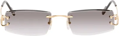 Cartier Gold Classic C Motif Sunglasses In Gray