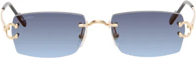 Cartier Gold Classic C Motif Sunglasses In Blue