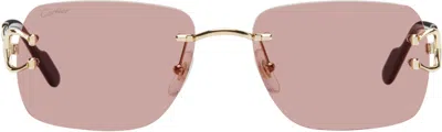 Cartier Gold Ct0330s Sunglasses In 012 Gold