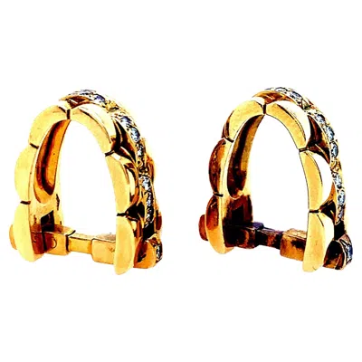 Pre-owned Cartier Gold Diamond Basket Cufflinks In Multi