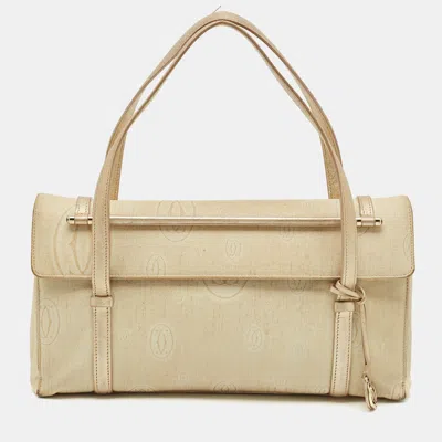Pre-owned Cartier Gold Fabric And Leather Happy Birthday Cabochon Flap Bag