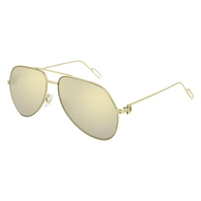 Cartier Gold Flash Mirror Pilot Unisex Sunglasses Ct0110s 016 58 In Multi